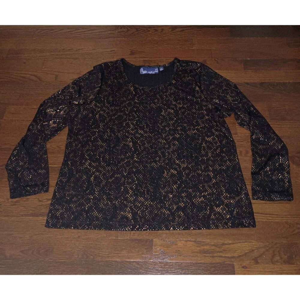 Susan Graver Style Top Womens XL Extra Large Snake Reptile Print Made in USA